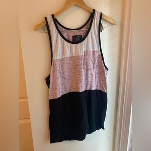 Men’s Cotton Tank Top Colorblock Black, Pink Gray Size XL Casual Beach Vacation